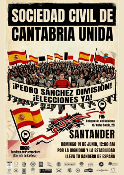 Una manifestaci&oacute;n ciudadana para pedir la dimisi&oacute;n de S&aacute;nchez y elecciones generales recorrer&aacute; Santander este domingo